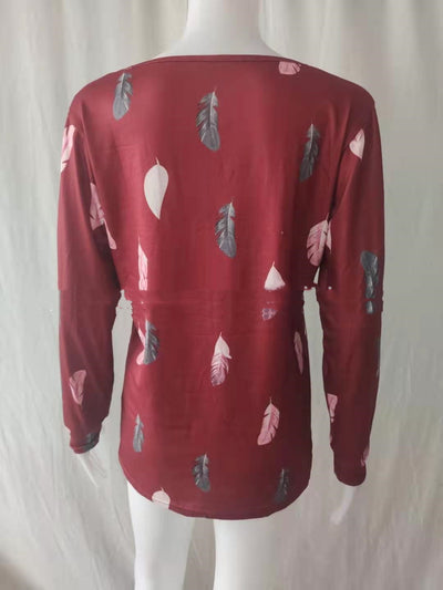 Blusa Holgada con Cremallera y Estampado de Plumas para Mujer - Image 10