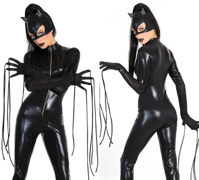 Traje de Gato Negro en Cuero Charolado para Mujer - Image 6