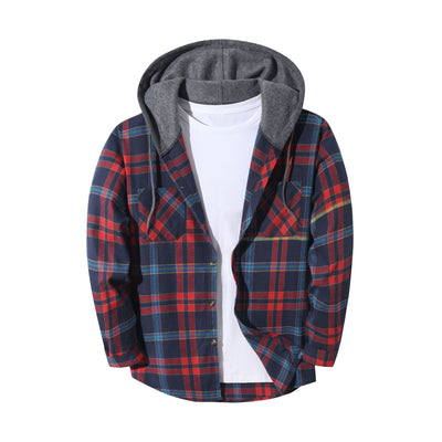 Chaqueta Hoodie Cuadriculada Moderna para Hombre - Image 13