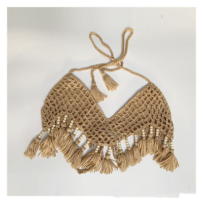 Bikini Estilo Europeo con Detalles de Cuentas y Borlas - Traje de Baño Elegante para Playa - Image 7