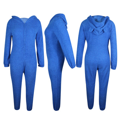 Pijama Enterizo Cálido con Capucha y Orejas - Felpa Suave de Color Liso - Image 18