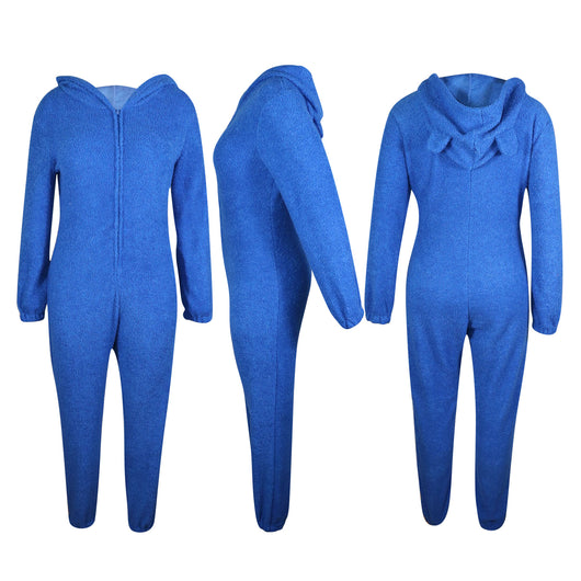 Pijama Enterizo Cálido con Capucha y Orejas - Felpa Suave de Color Liso - Image 18