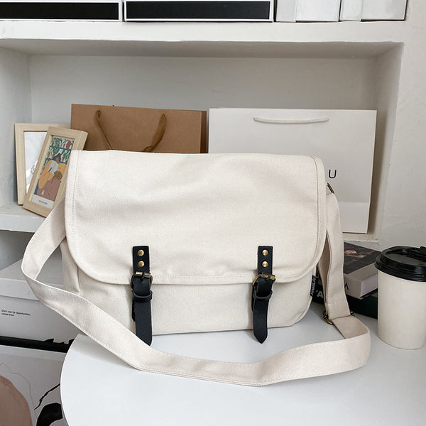 Bolsa de Mensajero Retro de Lona con Cierre Abatible y Detalles de Herrería - Image 6