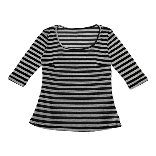 Blusa Rayada Cuello U Manga Media Elástica para Mujer - Image 6