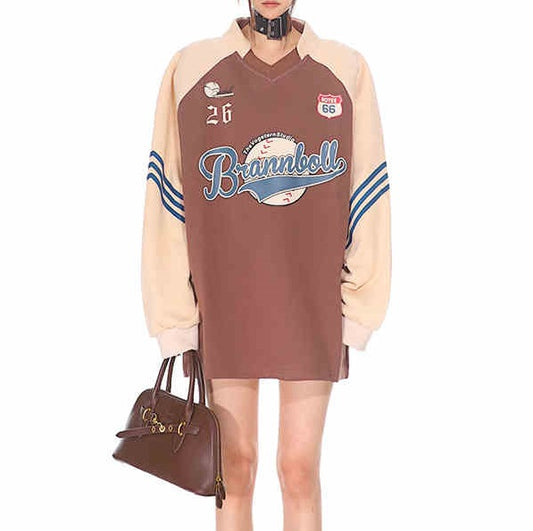 Sudadera Universitaria Vintage Estilo Deportes Americanos Cuello V Mujer