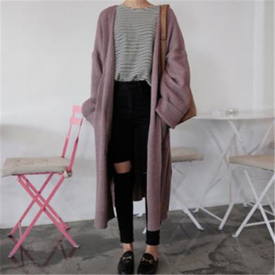 Suéter Cardigan Mujer Tejido Suelto Manga Larga Textura Crepé Color Liso - Image 11