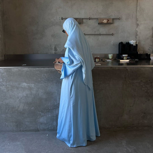 Vestido Abaya de Satén Suave - Moda Elegante Oriente Medio - Image 9