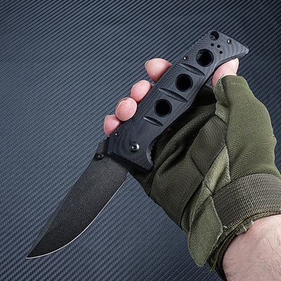 Cuchillo Plegable Táctico D2 con Mango G10 y Soporte de Espalda