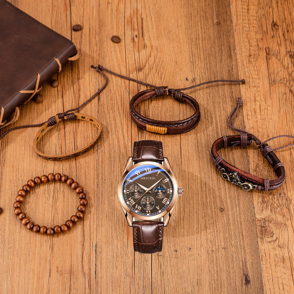 Conjunto de Regalo: Reloj, Cinturón y Pulsera Premium