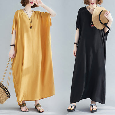 Vestido Bohemio Talla Grande para Mujer - Algodón Puro Cuello V
