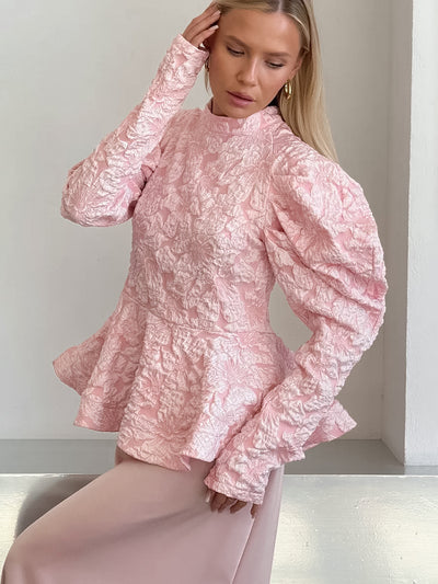 Blusa Retro Cuello Parado con Mangas Abullonadas - Image 15