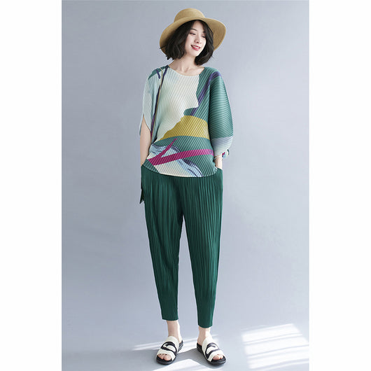 Blusa Corta de Gasa Plisada Irregular para Mujer - Image 13