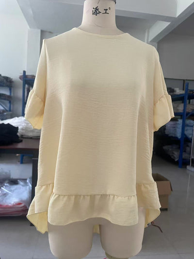 Blusa Holgada de Algodón y Lino con Volantes en Ruedo - Image 12