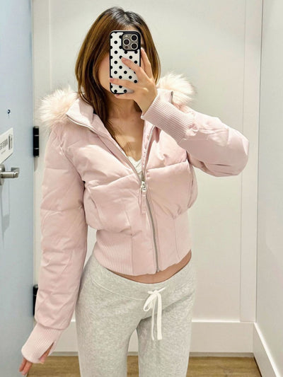 Chaqueta Corta Retro Americana con Cuello de Pelaje para Mujer - Image 12