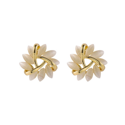 Aretes de Plata S925 Triángulo Geométrico con Ópalo para Mujer - Image 2
