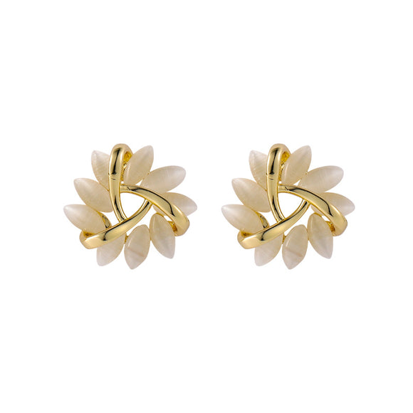Aretes de Plata S925 Triángulo Geométrico con Ópalo para Mujer