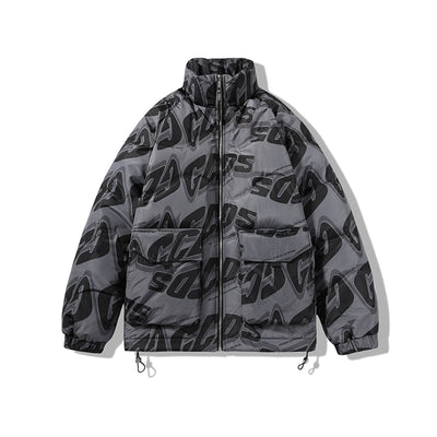 Chaqueta Acolchada Hombre Cuello Alto con Estampado de Letras - Image 10