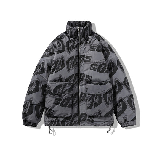 Chaqueta Acolchada Hombre Cuello Alto con Estampado de Letras - Image 10