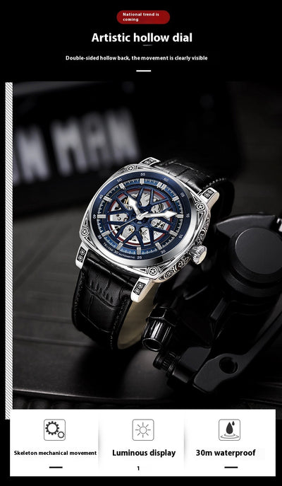 Reloj Automático de Acero Inoxidable con Correa de Cuero para Hombre - Image 13