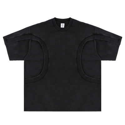Camiseta Suelta de Cuello Redondo con Detalles de Deconstrucción - Diseño Europeo Minimalista - Image 7
