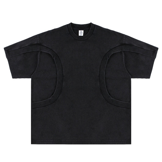 Camiseta Suelta de Cuello Redondo con Detalles de Deconstrucción - Diseño Europeo Minimalista - Image 7