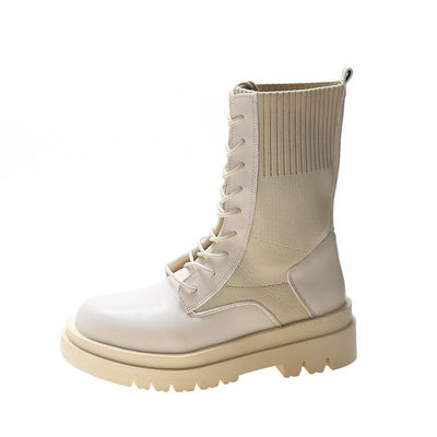Botas Tobilleras Plataforma Estilo Británico Tejidas Elásticas - Image 3