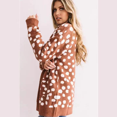 Cardigan Tejido Suelto con Lunares Irregulares para Mujer - Image 3