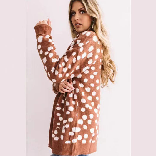 Cardigan Tejido Suelto con Lunares Irregulares para Mujer - Image 3