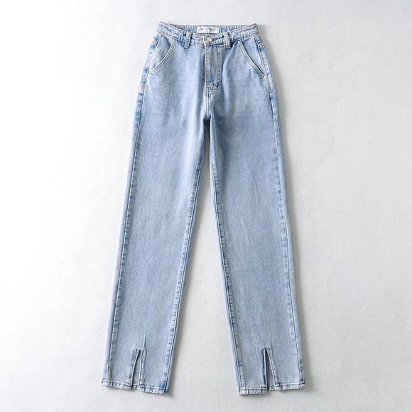 Pantalón Retro Importado Cintura Alta Slim Ajustado