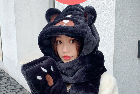 Gorro y Bufanda Térmica Orejas de Osito Coreano - Conjunto Abrigado - Image 9