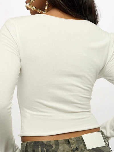 Blusa Estampada Ajustada de Cuello en U y Manga Corta - Image 18