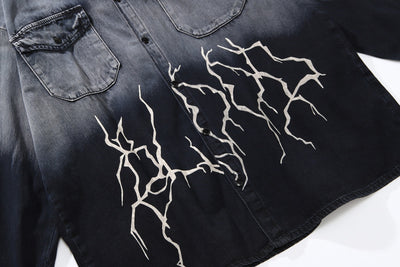 Chaqueta Camisa Suelta Degradado Rayo Manga Larga - Image 8