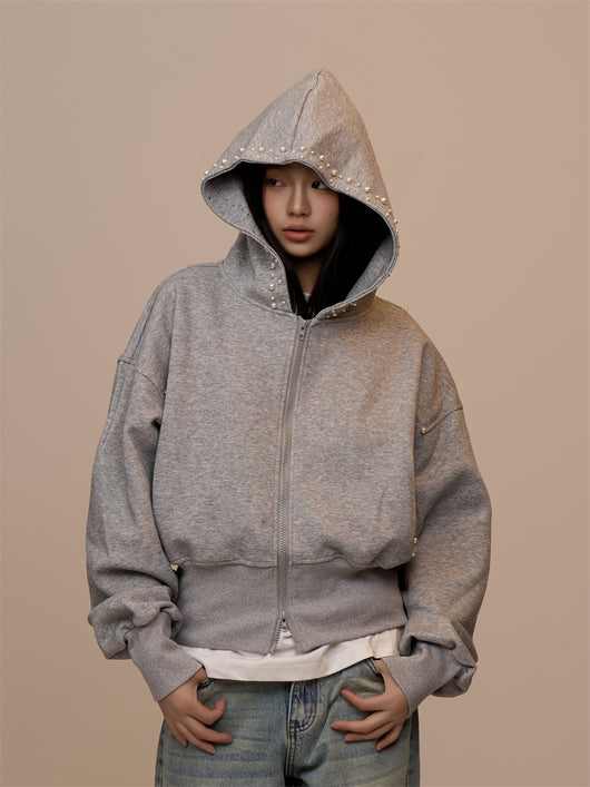 Cardigan Gris con Capucha y Doble Cierre - Image 14