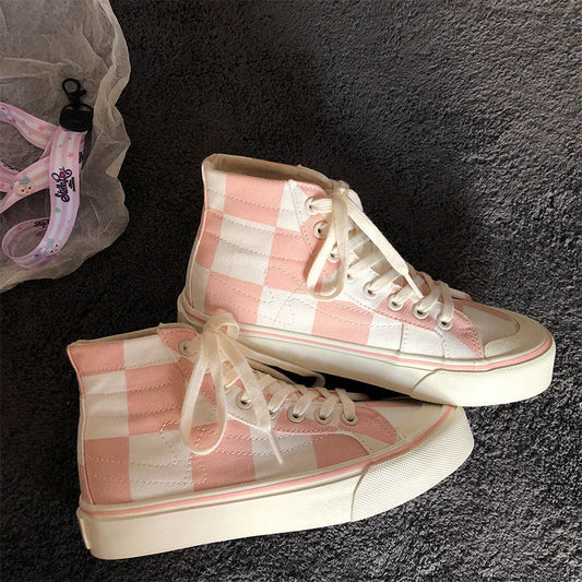 Zapatillas de Lona a Cuadros para Mujer Caña Alta - Image 2