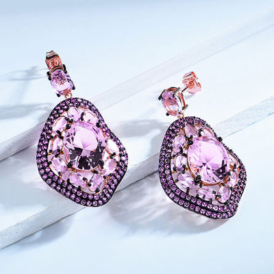 Aretes Geométricos Ovalados con Diamantes de Cristal Brillante - Image 3