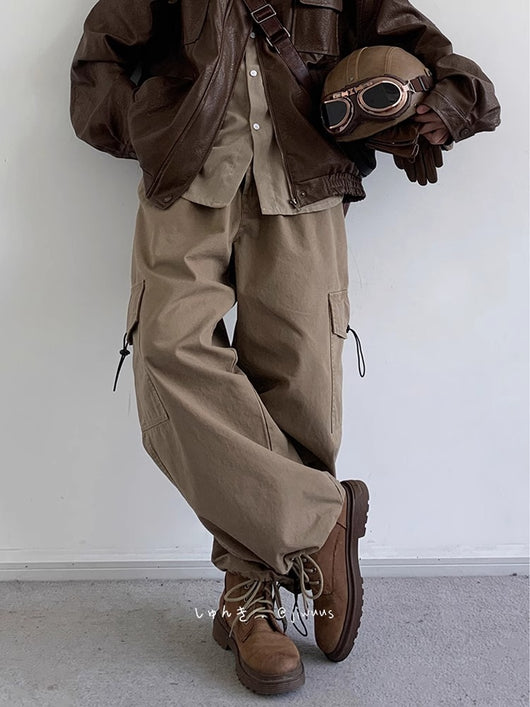 Pantalones de Trabajo Retro Japoneses con Pierna Ancha para Hombre - Primavera y Otoño - Image 22