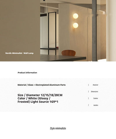Lámpara de Pared Minimalista con Esfera de Vidrio para Sala de Estar - Image 18