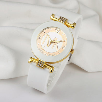 Reloj de Mujer con Correa de Silicona Diamantada y Movimiento de Cuarzo - Image 3