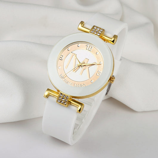 Reloj de Mujer con Correa de Silicona Diamantada y Movimiento de Cuarzo - Image 3