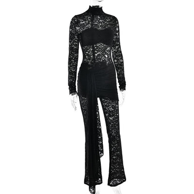 Jumpsuit Elegante de Encaje Transparente con Cintas - Image 16