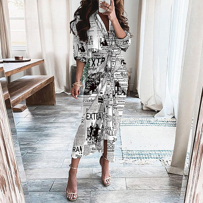 Vestido Camisero con Cordones Europeo Elegante de Manga Larga - Image 18