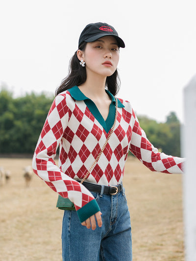 Suéter Rojo Interior Ajustado para Primavera y Otoño