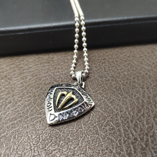 Collar Unisex Acero Sterling 925 Diseño Tridente Coreano Moderno