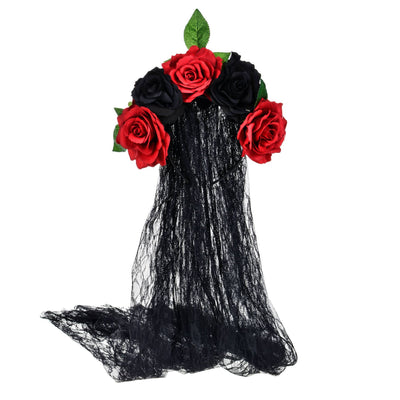 Diadema de Rosas Artificiales con Velo de Encaje - Image 18
