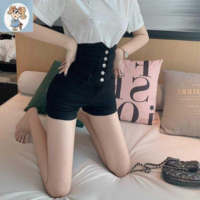 Shorts Denim Cintura Alta Slim Pierna Ancha Negro Multiuso - Image 5