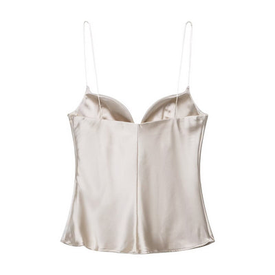 Top Satinado Escotado Corazón Ajustado para Mujer - Image 4