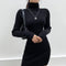 Vestido Largo de Cuello Alto y Manga Larga para Mujer