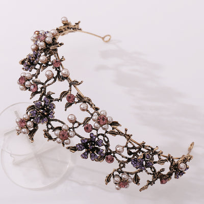 Corona Nupcial Barroca con Perlas y Diamantes Negros Floral - Image 4