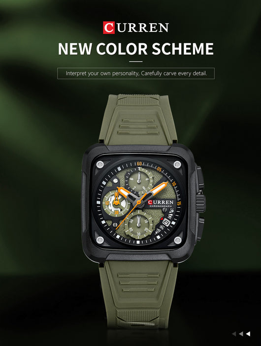Reloj de Pulsera Cuadrado Multifunción con Seis Agujas para Hombre - Image 7