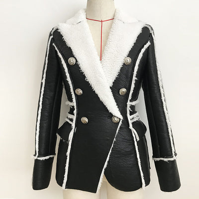 Chaqueta de Cuero Doble Botonadura Slim Fit con Detalles de Piel - Image 7